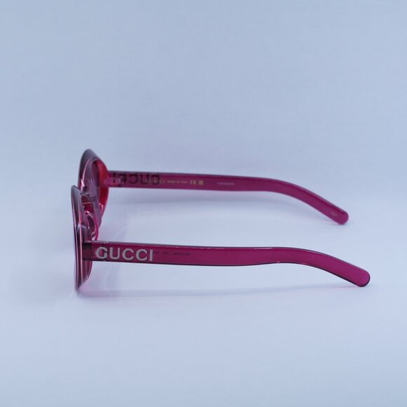 Gucci GG1722SA 004 Sunglasses Shiny Transparent Dark Cyclamen Round Frame